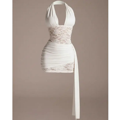 Women's Floral Lace Deep V Backless Dress