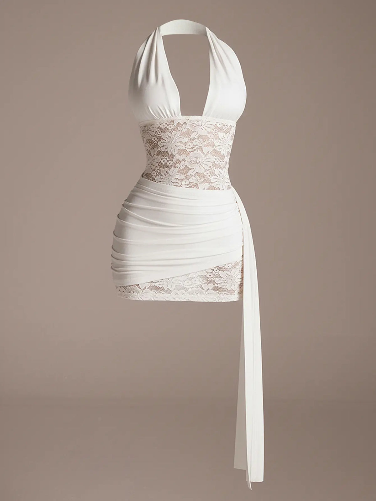 Women's Floral Lace Deep V Backless Dress